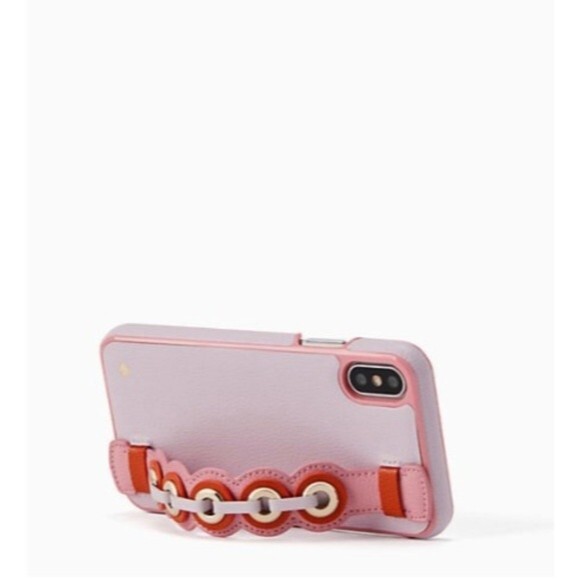 Kate Spade New York Grommet Hand Strap Stand iPhone Xs iPhone X Case Pink - Picture 2 of 12